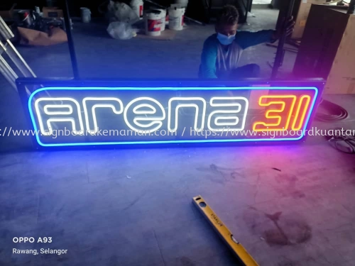 ARENA 31 LED NEON LETTERING SIGNAGE SIGNBOARD AT KUALA BERANG TOWN, JENAGUR, KUALA TELEMUNG, AJIL, KUALA JENERIS, KAMPUNG TOK IMAM LAPAR TERENGGANU MALAYSIA