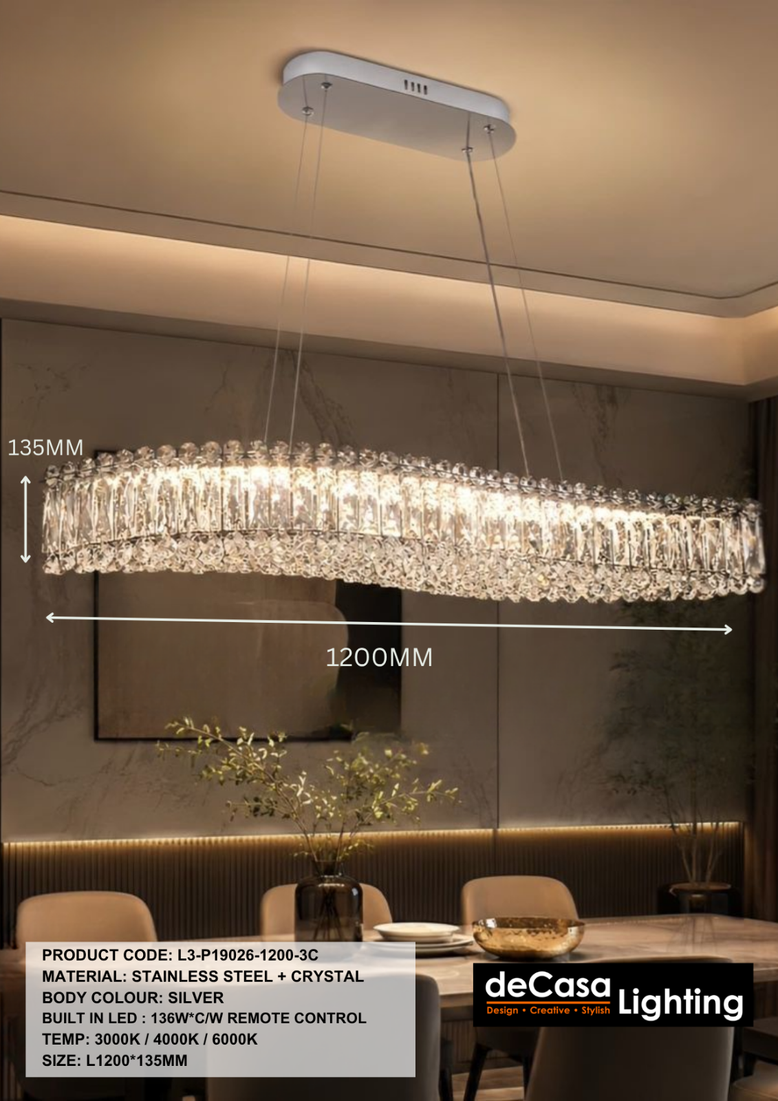 MODERN CRYSTAL PENDANT LIGHT (P19026)