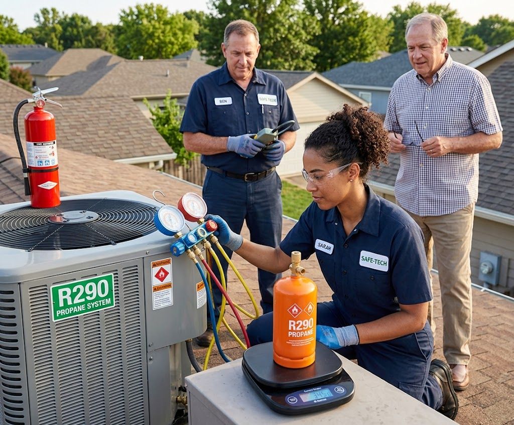 R290 flammable refrigerant charging procedure