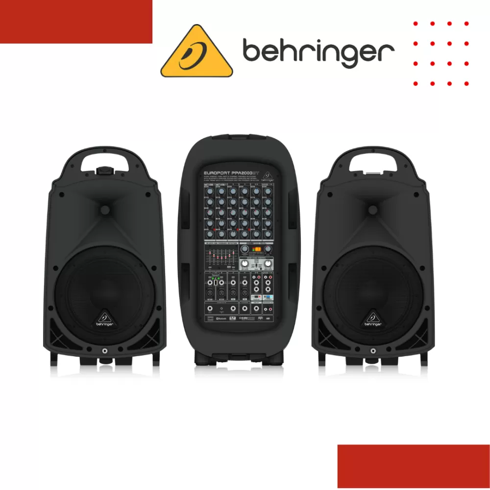 Behringer Europort PPA2000BT Portable PA System Set with Speaker Stands