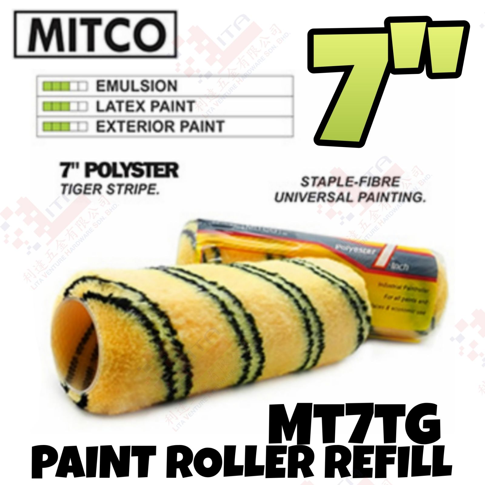 MITCO BRAND 7'' POLYSTER PAINT ROLLER REFILL - MT7TG