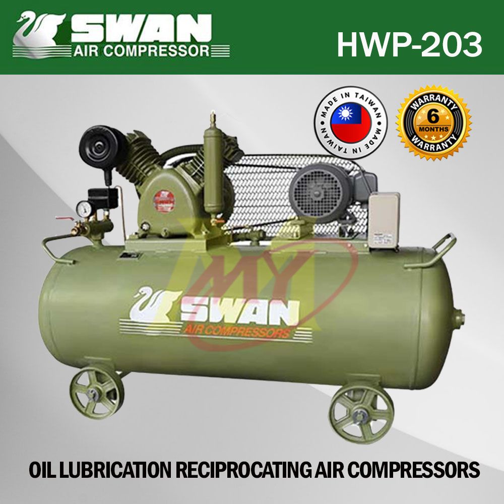 SWAN HVP-203 High Piston Oil-Lub Air Compressor 237L 3Hp c/w Certificate