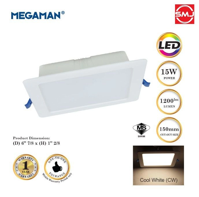 Megaman MQTL1119-Y/15W 6" 4000k Cool White LED Downlight (Square)