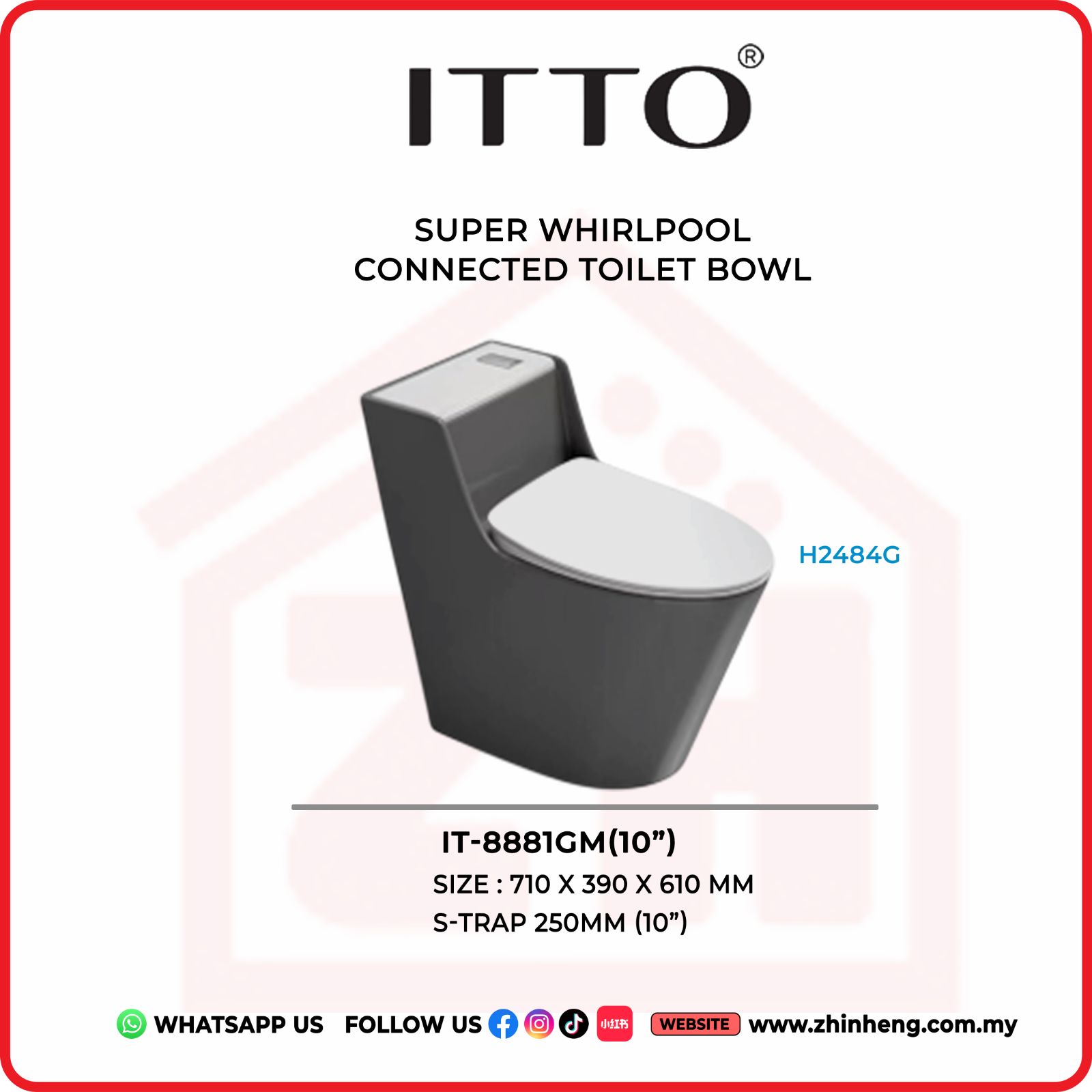 ITTO SUPER WHIRLPOOL CONNECTED TOILET BOWL IT-8881GM(10")