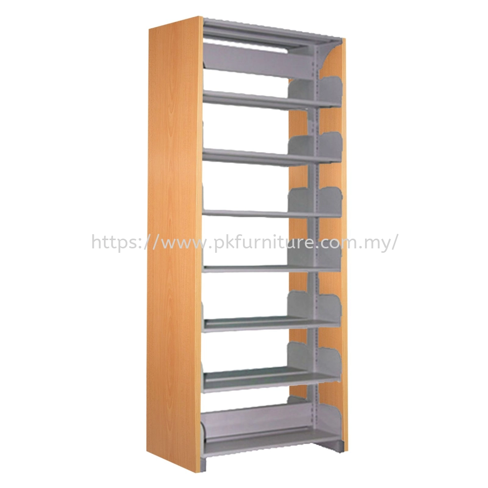 Library Shelving & Equipment - DSLS-7L-WP - Double Sided Library Shelving With Wooden Panel (14 Shelves)