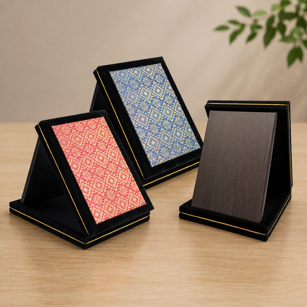 Wooden Award Plaque with Songket Presentation Box
