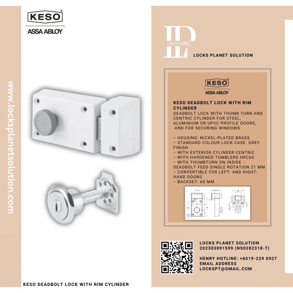 KESO DEADBOLT LOCK WITH RIM CYLINDER