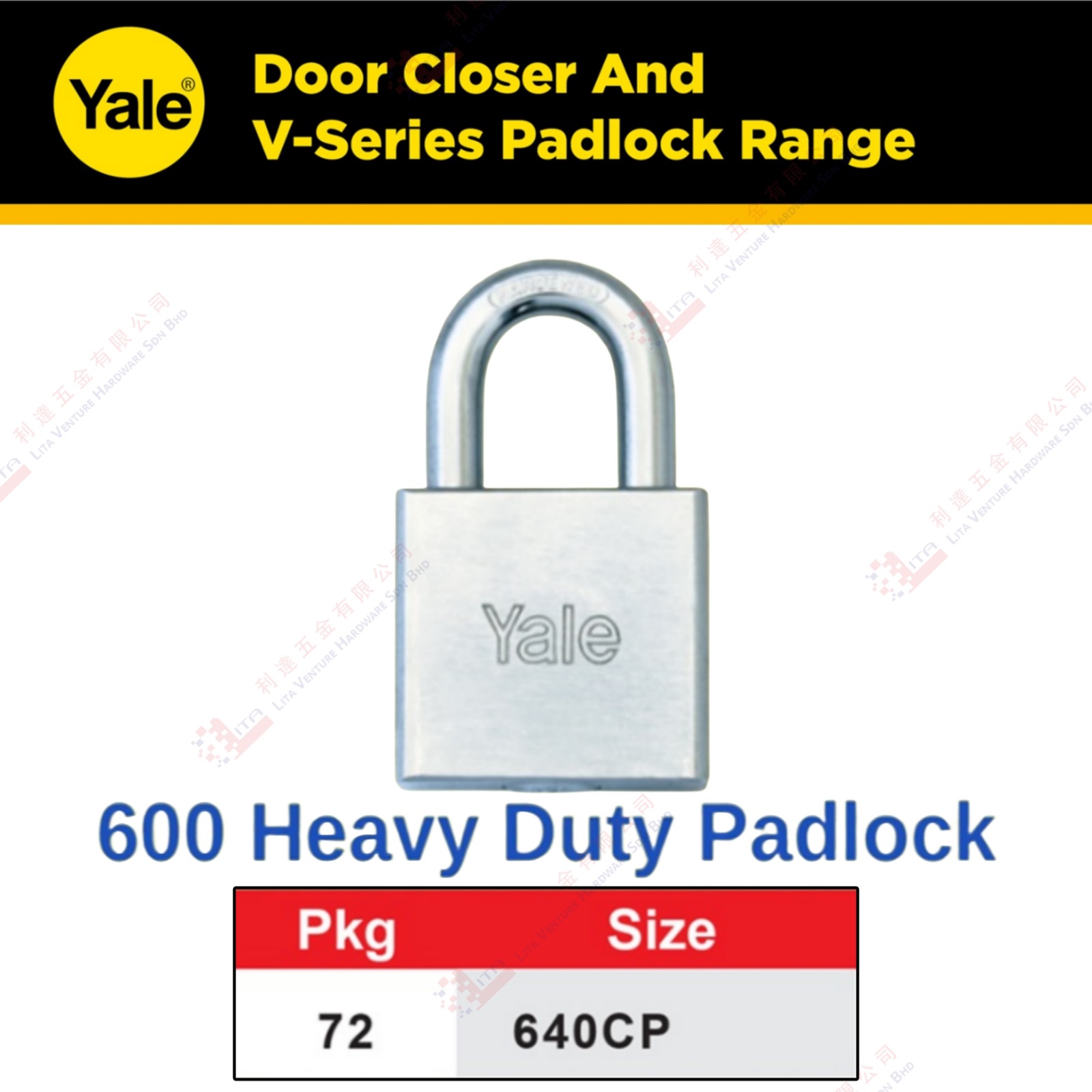 YALE BRAND 600 HEAVY DUTY PADLOCK - 640CP