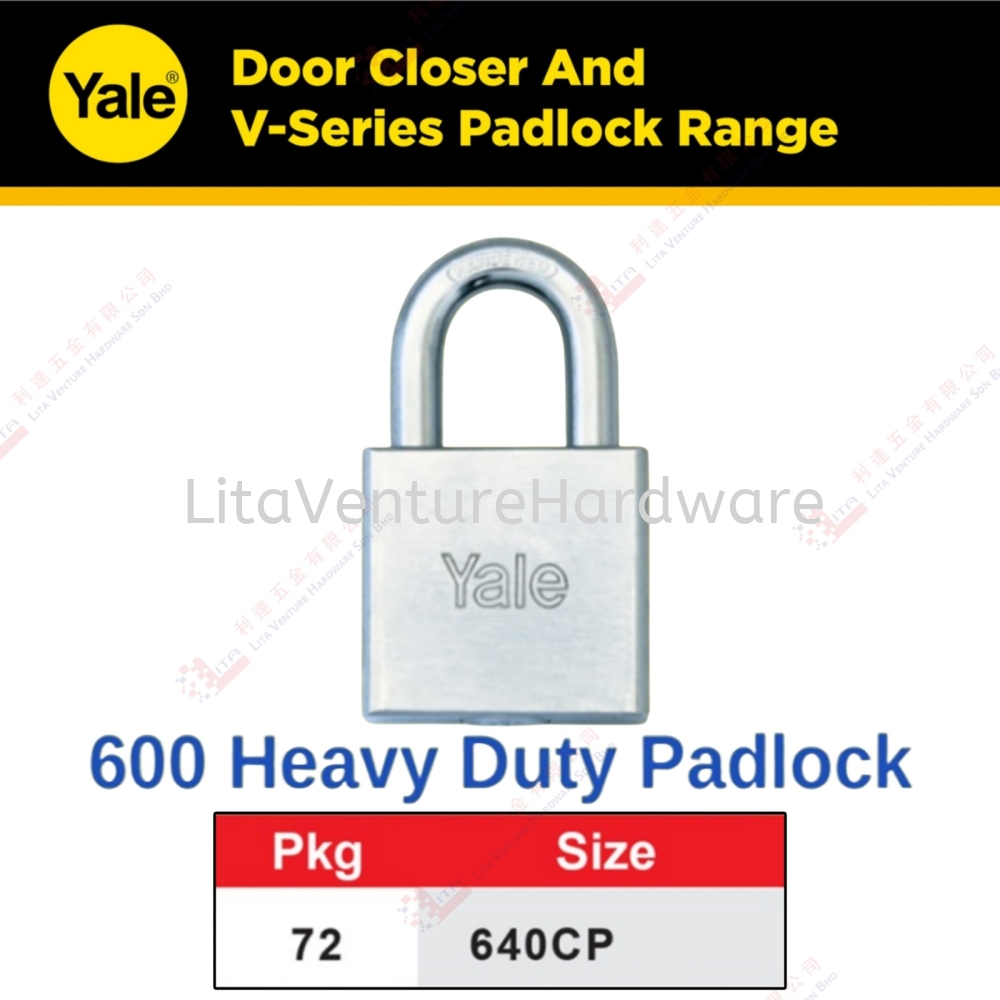 YALE BRAND 600 HEAVY DUTY PADLOCK - 640CP