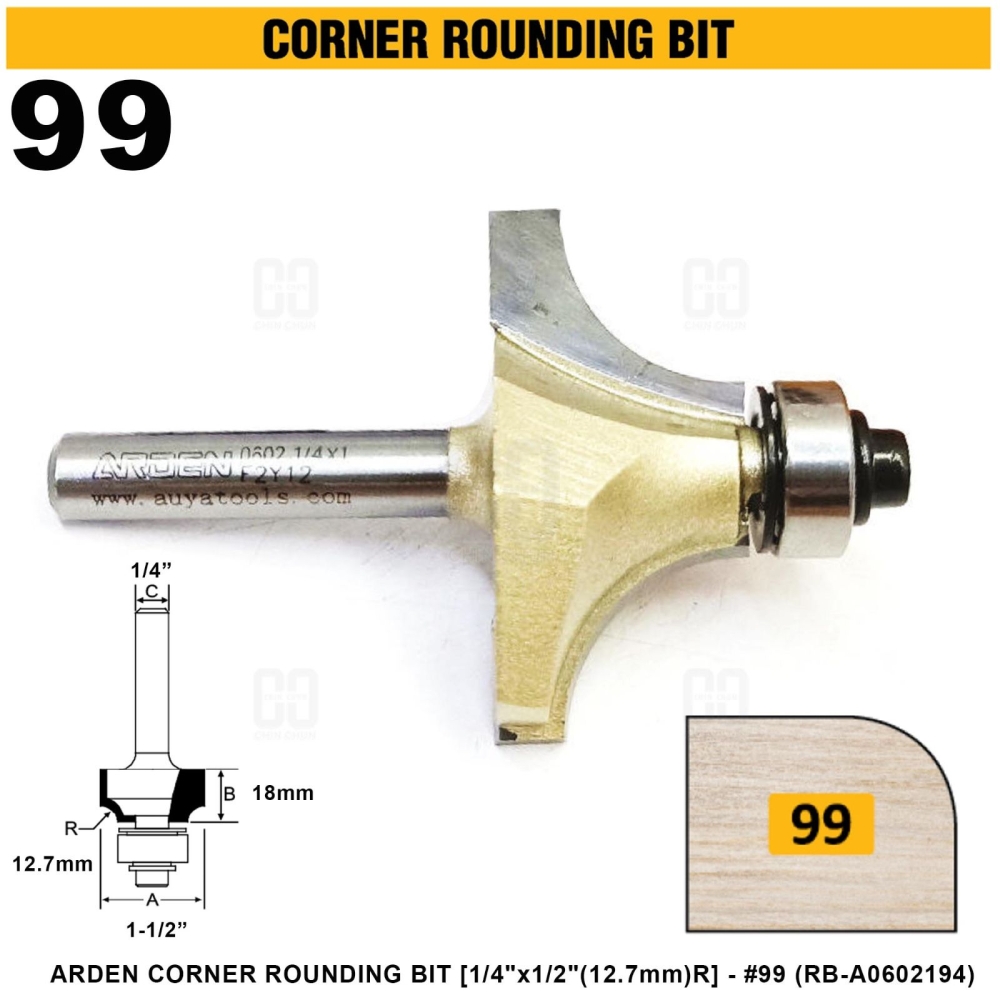 ARDEN CORNER ROUNDING BIT 1/4"x1/2"12.7mm #99 (RB-A0602194)
