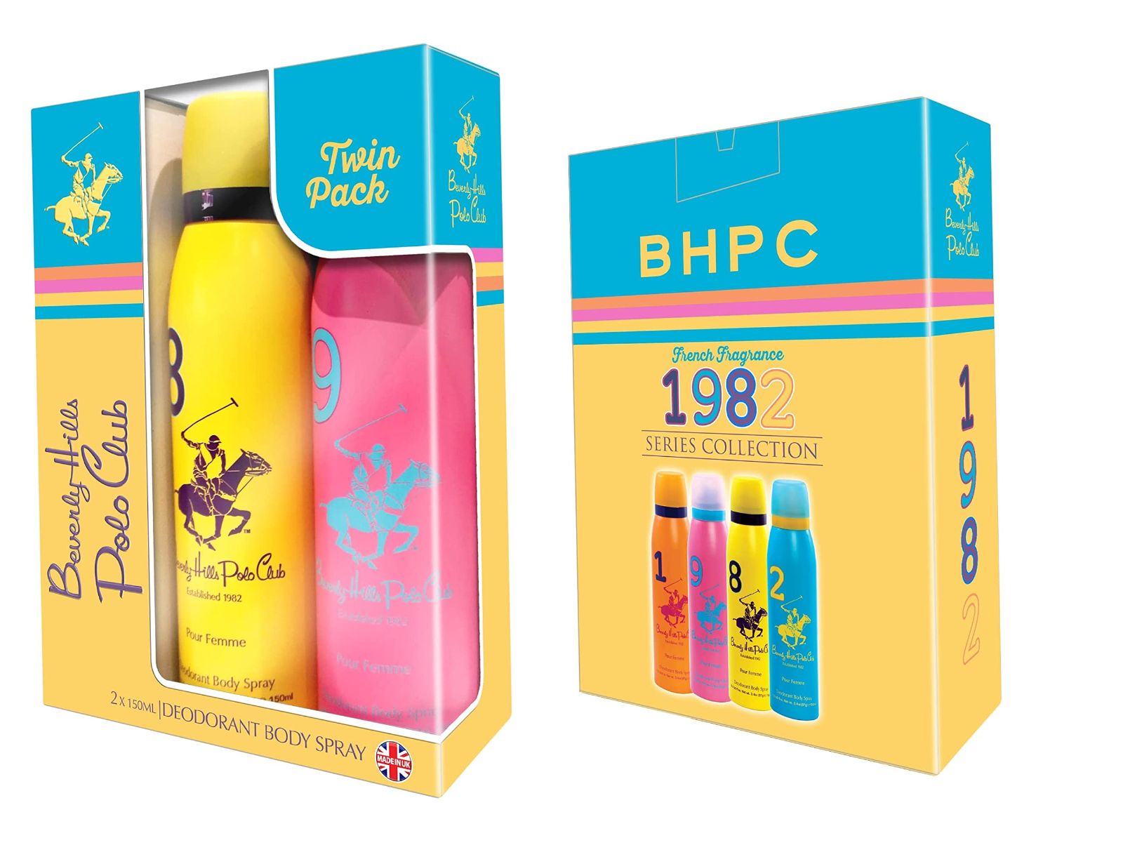BHPC POUR HOMME DEODORANT BODY SPARY TWIN PACK 2 X 150ML ASSORTED.