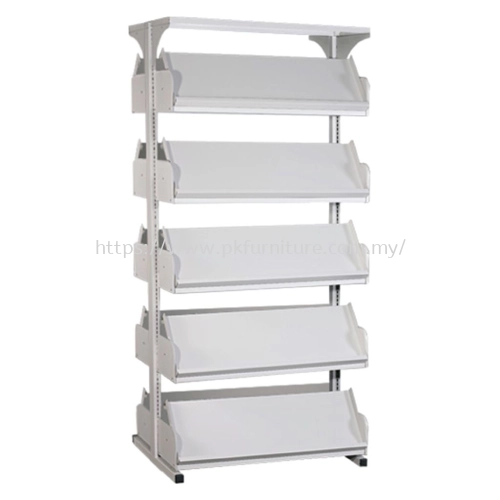 Library Shelving & Equipment - DSLM-5L-OP - Double Sided Magazine Rack (10 Shelves)