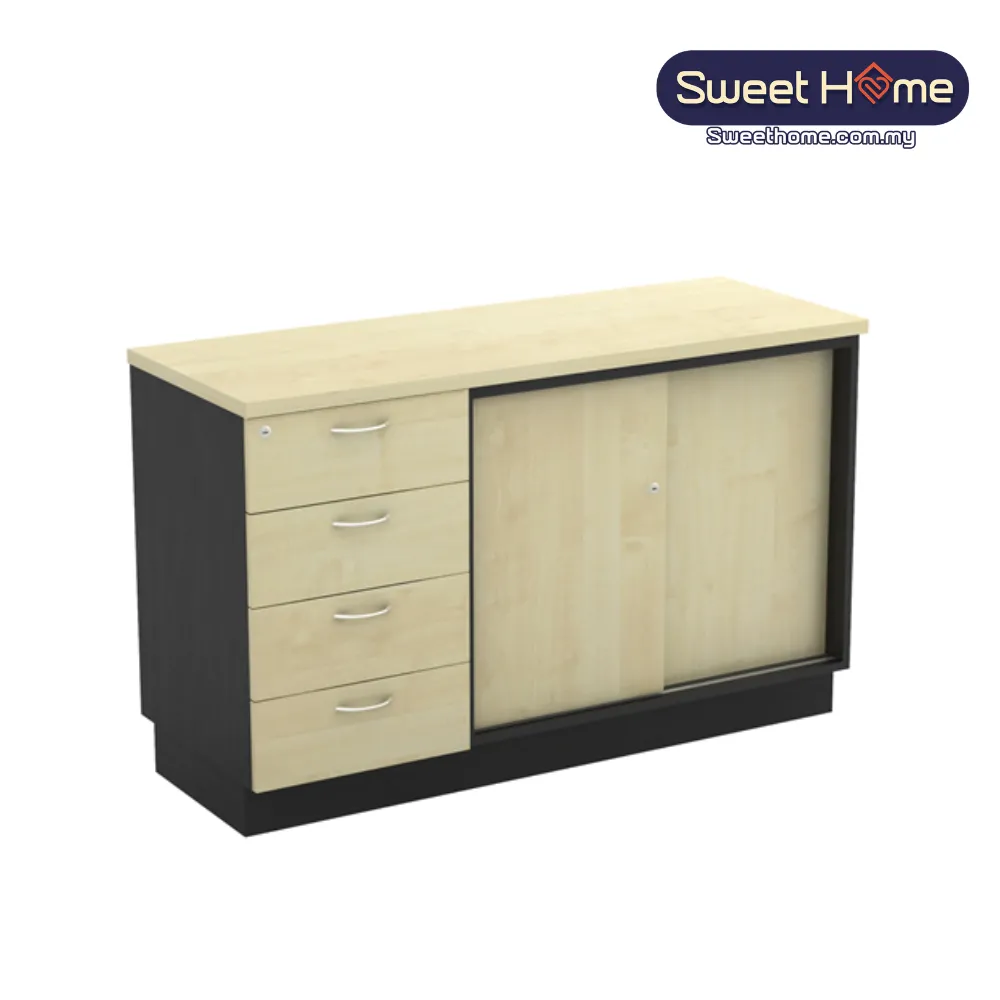 Sliding Door Cabinet + Fixed Pedestal 4 Drawer | Office Furniture Penang