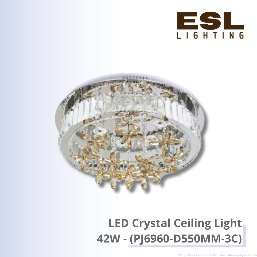 LED Crystal Ceiling Light 42W - PJ6960-D550MM-3C