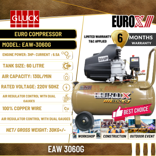 EAW3060 60L 3HP EuroX Compressor 3Hp 60L EAW3060G