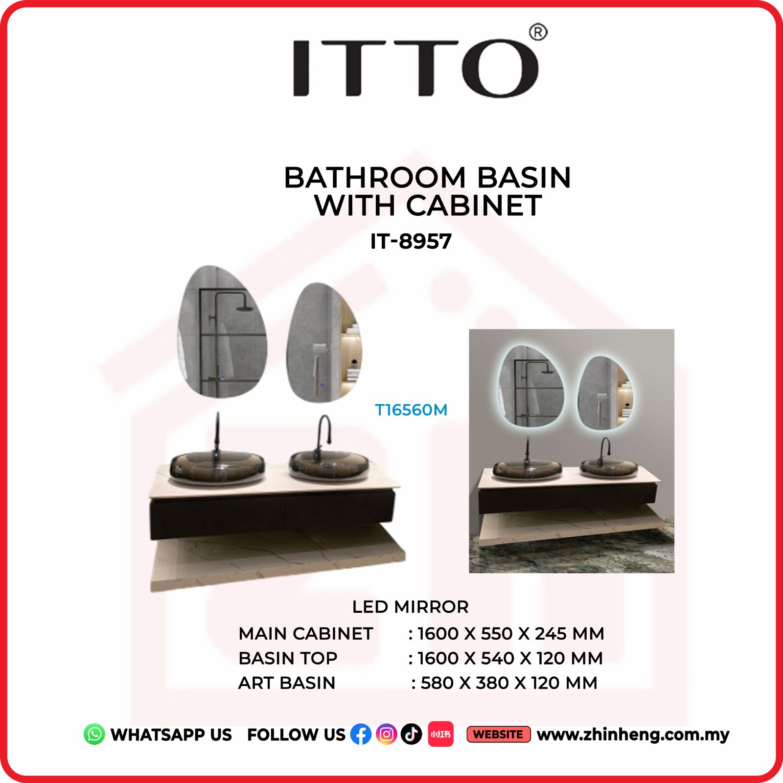 ​​​​​​​ITTO BATHROOM BASIN WITH CABINET IT-8957