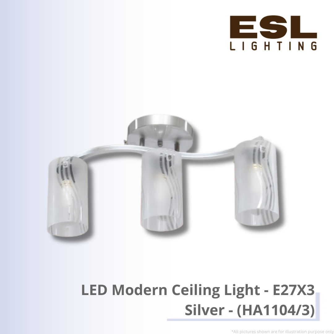 LED Modern Ceiling Light E27X3 Silver - HA1104/3