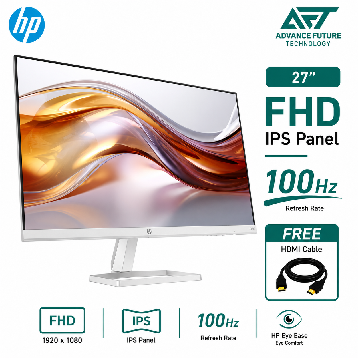 HP Series 5 527sf 27'' FHD IPS 100Hz Flat Monitor ( 2x HDMI, VGA, 3 Years Warranty )