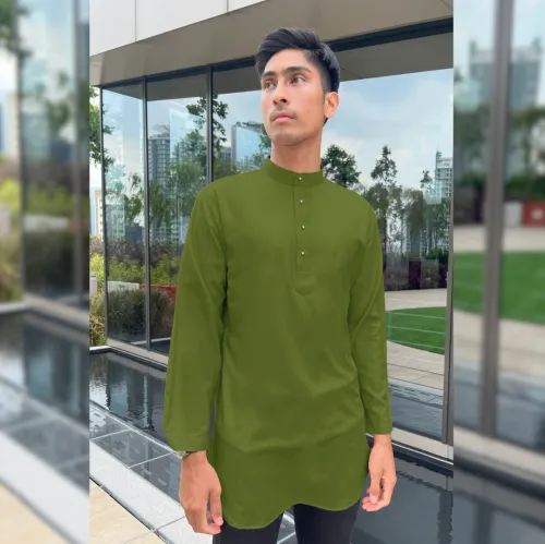 Baju Melayu Kurta Slim Fit Nagoya Baju Sahaja (KCM) Olive Green