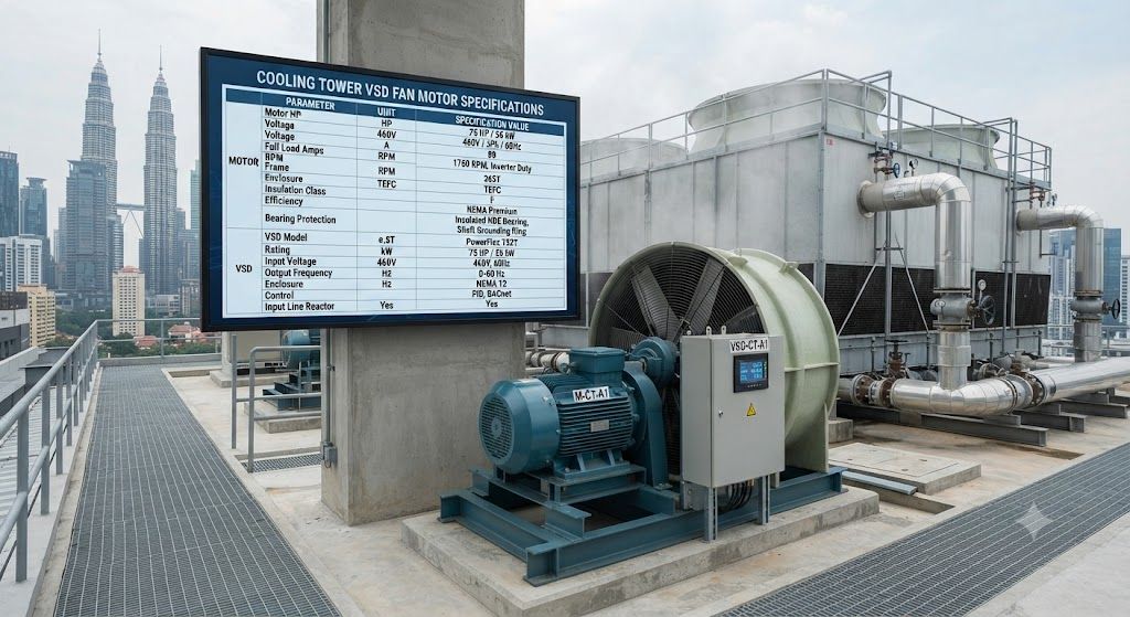 Cooling tower VSD (Variable Speed Drive) fan motor specs