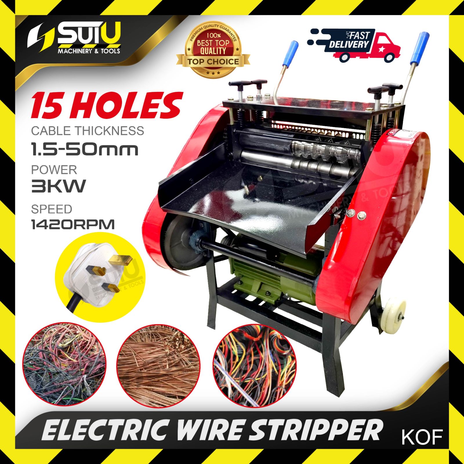 KOF Electric Wire Stripper w/ YL100L-4 Motor 3kW 1420RPM