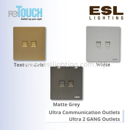 RETOUCH Ultra Communication Outlets - Ultra 2 GANG Outlets - M07374W – Ultra 2 GANG Tel + Cat5 Data (rj45) Outlet