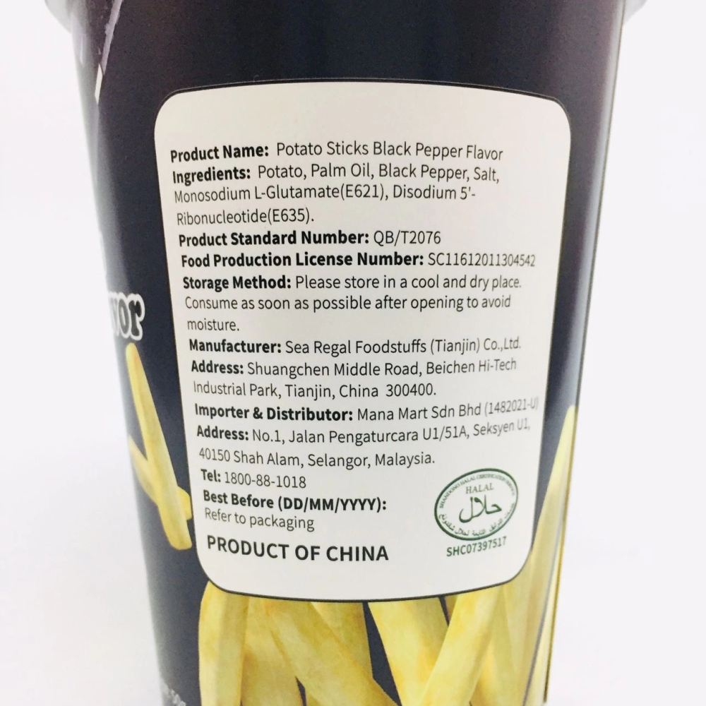 Mana Potato Stick Black Pepper Flavor 薯條黑胡椒口味 50g