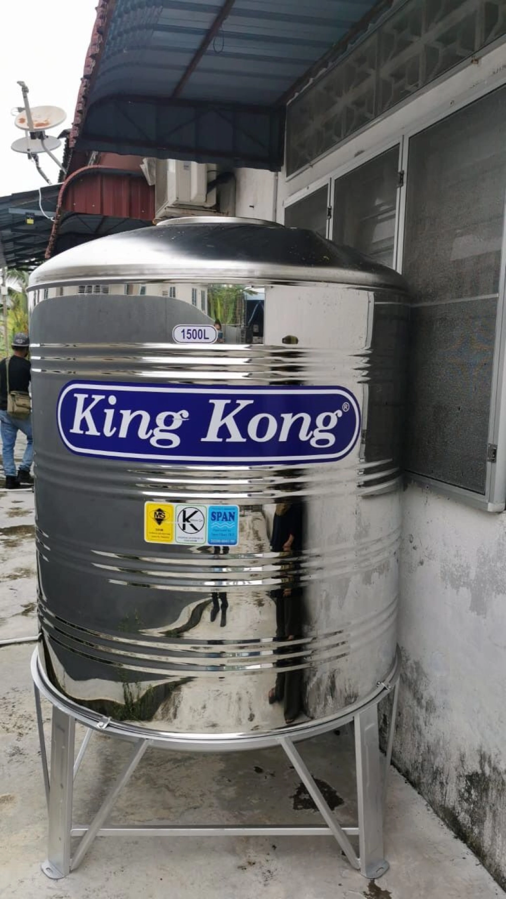 King Kong Stainless Steel (304-BA) HR Series Water Tank Vertical Round Bottom With Stand (FREE Brass Float Valve)