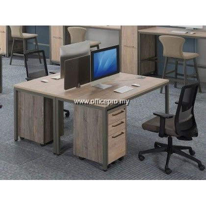 Standard Table With Mobile Pedestal | Workstation Office Cluster Of 2,4 2D1F | Office Cubicle Malaysia IP-MX2 1670 