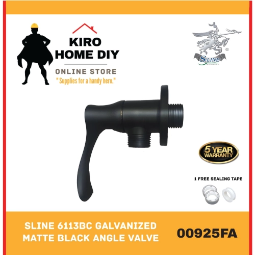 SLINE 6113BC Galvanized Matte Black Angle Valve - 00925FA