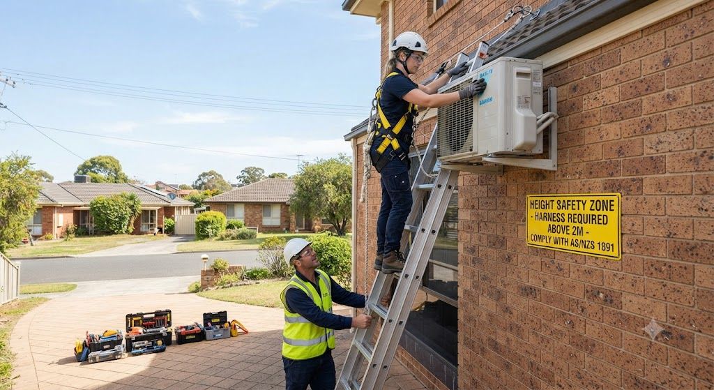 safe air conditioning installation at height