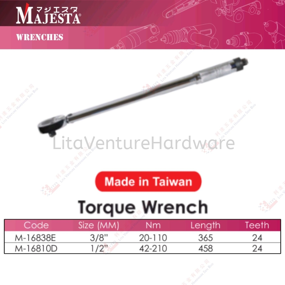 MAJESTA BRAND TORQUE WRENCH 3/8'' 1/2'' - M16838E M16810D