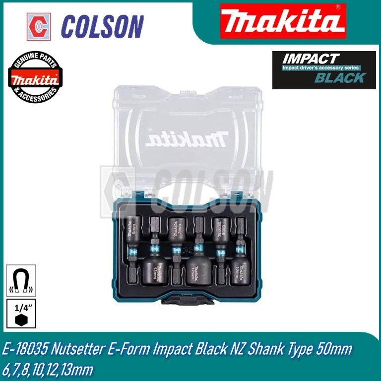 MAKITA E-18035 Nutsetter E-Form Impact Black NZ Shank Type 50mm 6,7,8,10,12,13mm
