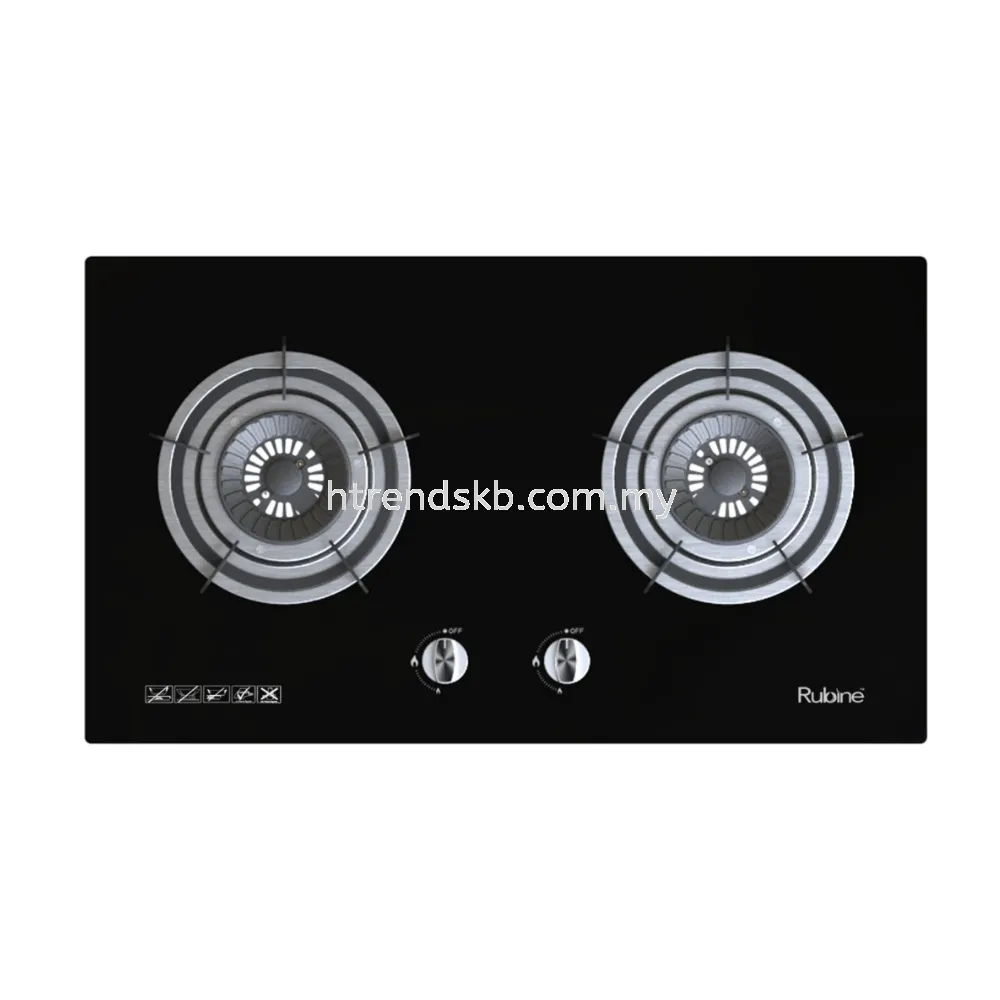 Rubine 2 Burner Build In Gas Hob (Glass) RGH-VISTA2B-BL