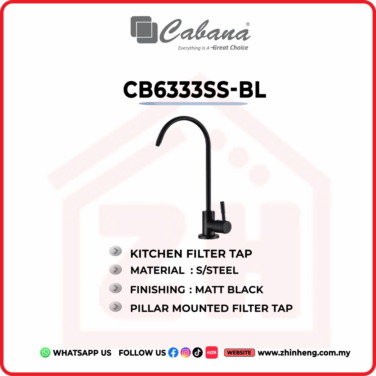 CABANA PILLAR MOUNTED FILTER TAP CB6333SS-BL