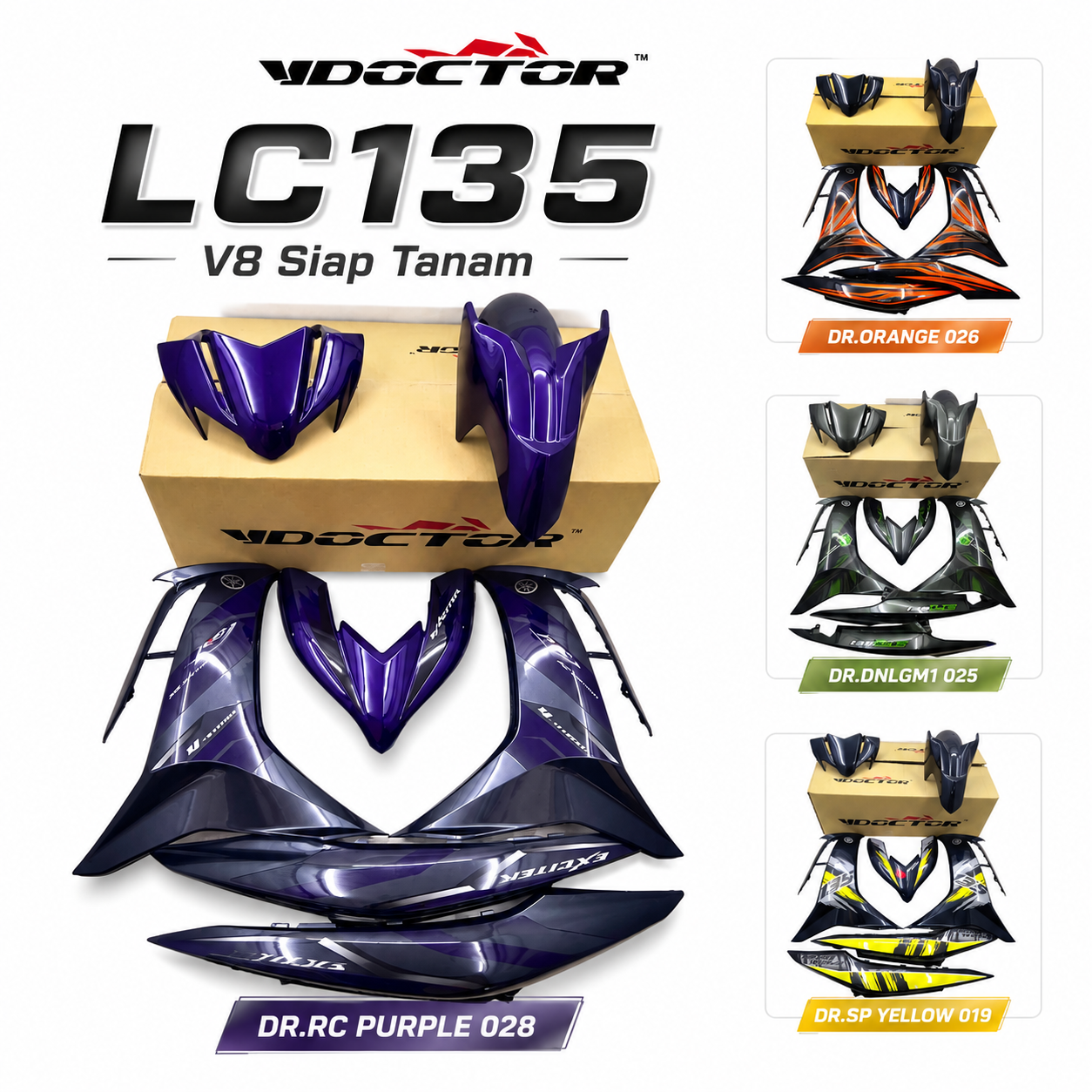 LC135 V8 Doctor Siap Tanam Cover Set Motor (52design)