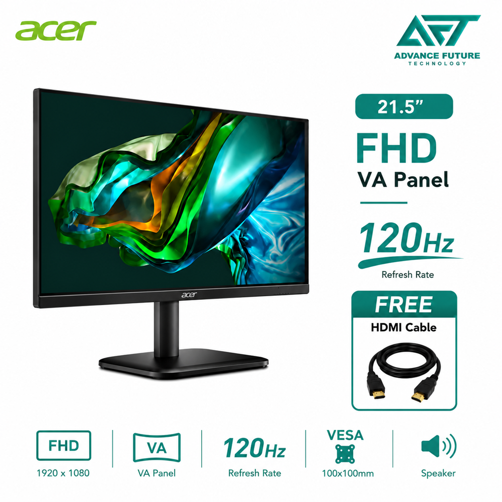 Acer EK221QJ0 21.5" FHD VA 120Hz Flat Monitor ( Speaker, HDMI, VGA, 3 Years Warranty )