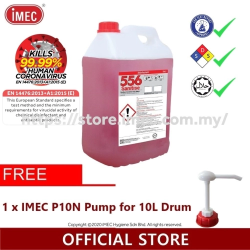 Pembersih Permukaan, Sanitizer dan Disinfektan, IMEC 556 Sanitise, EN 14476, Halal, 2 x 10L