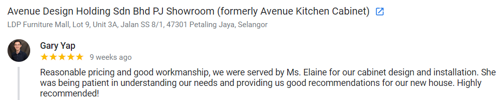 Customer Testimonial 26 & AVENUE DESIGN HOLDING SDN BHD