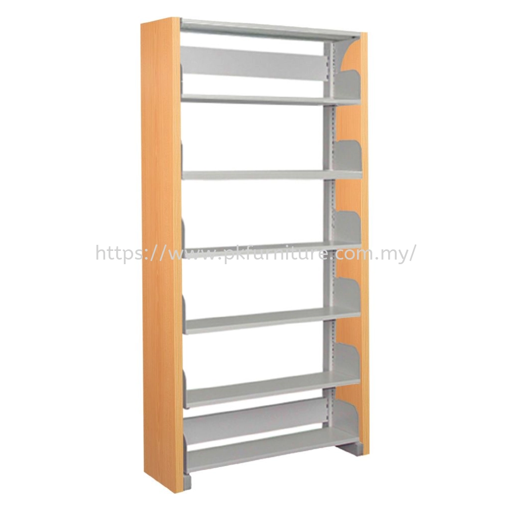 Library Shelving & Equipment - SSLS-6L-WP - Single Sided Library Shelving With Wooden Panel (6 Shelves)