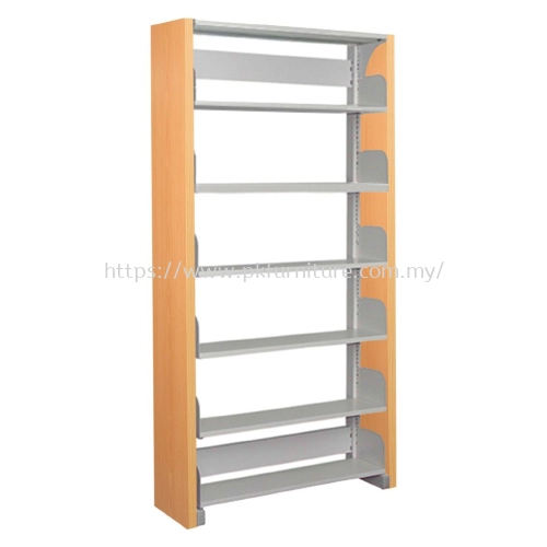 Library Shelving & Equipment - SSLS-6L-WP - Single Sided Library Shelving With Wooden Panel (6 Shelves)