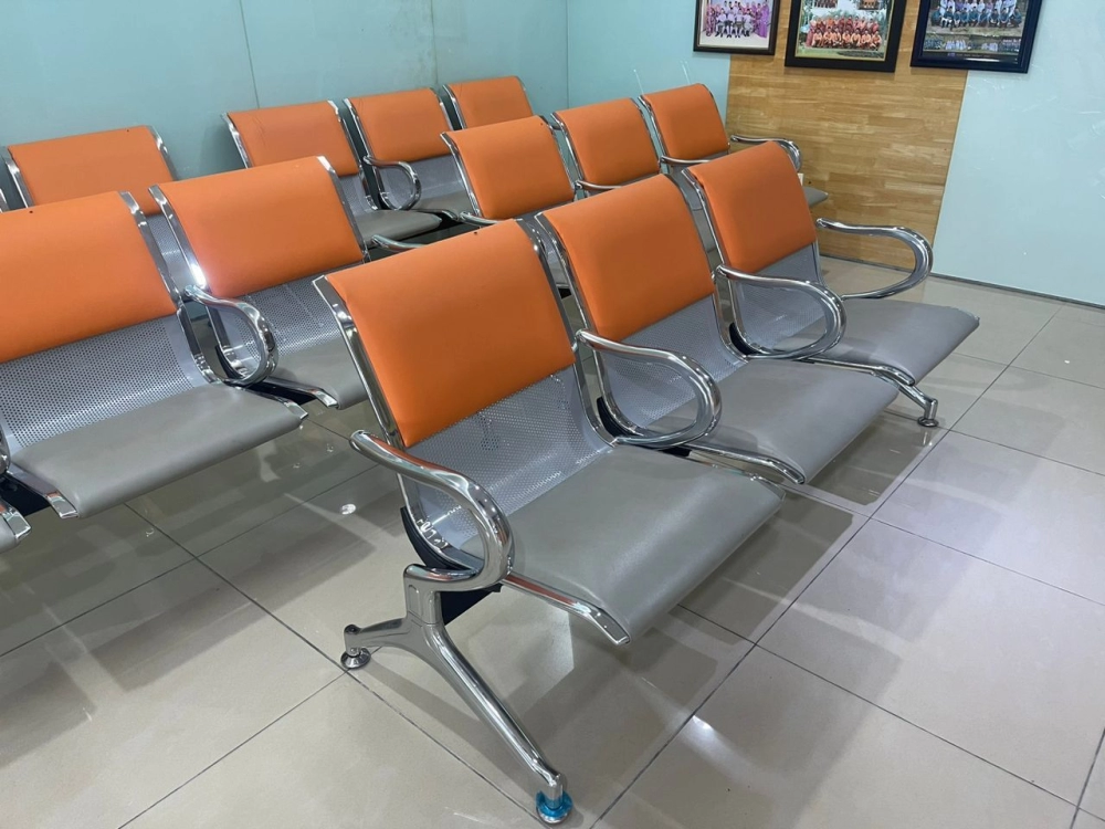 Steel + Leather Waiting Link Chair | Hospital Clicin Visitor Waiting Link Chair | Kerusi Berangkai Besi Klinik | Office Chair Penang | Office Furniture Penang | Kilang Pembekal Perabot Besi Pejabat |Kulim | Lunas | Kajang