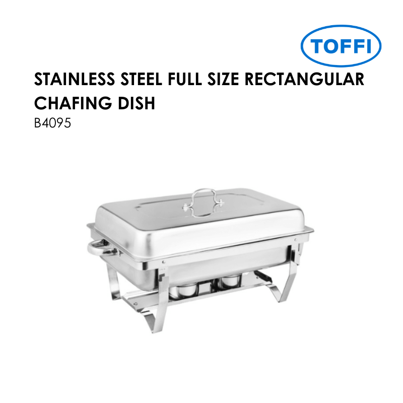 TOFFI B4095 STAINLESS STEEL FULL SIZE RECTANGULAR CHAFING DISH