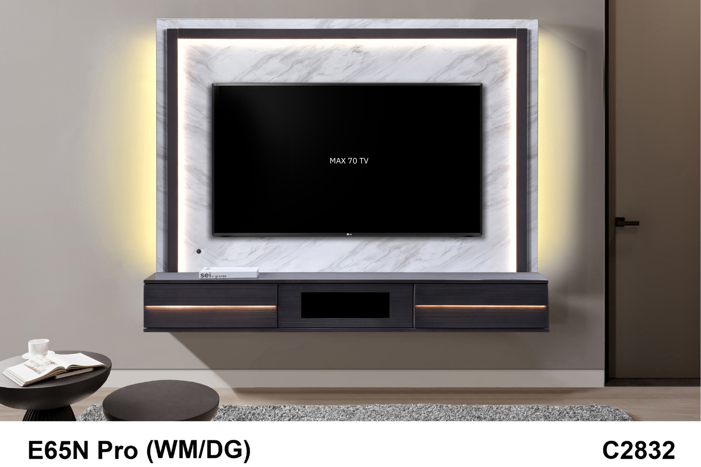 WALL TV CABINET - E65N PRO (WM/DG) C2832