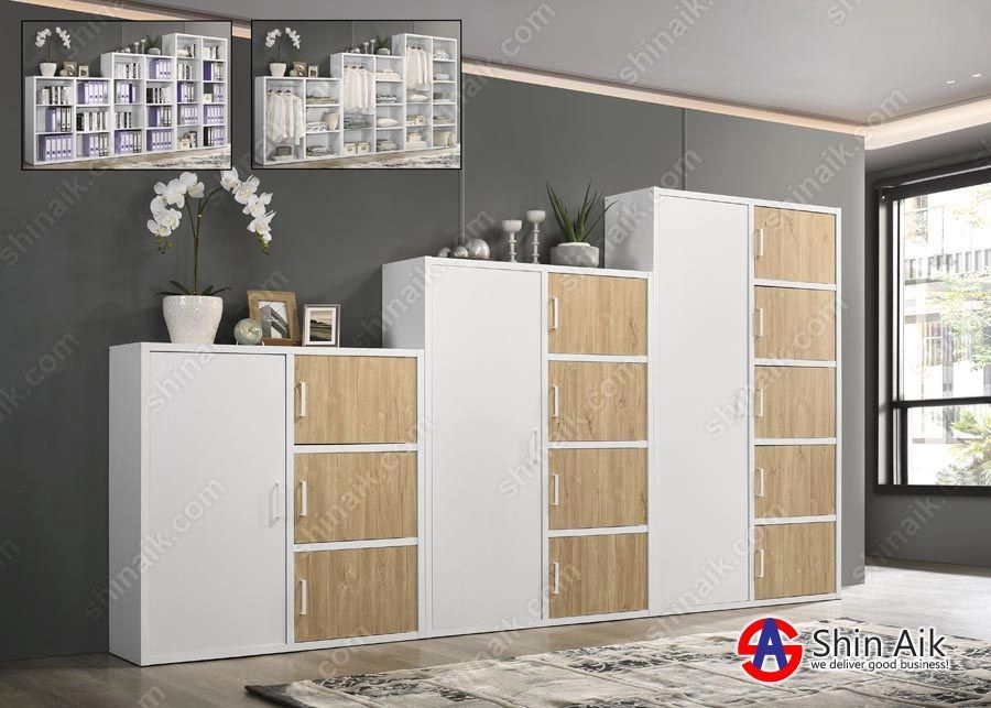 BC56016/18/20(KD) White & Natural Oak Two-Tone Multipurpose Storage Cabinet / Wardrobe