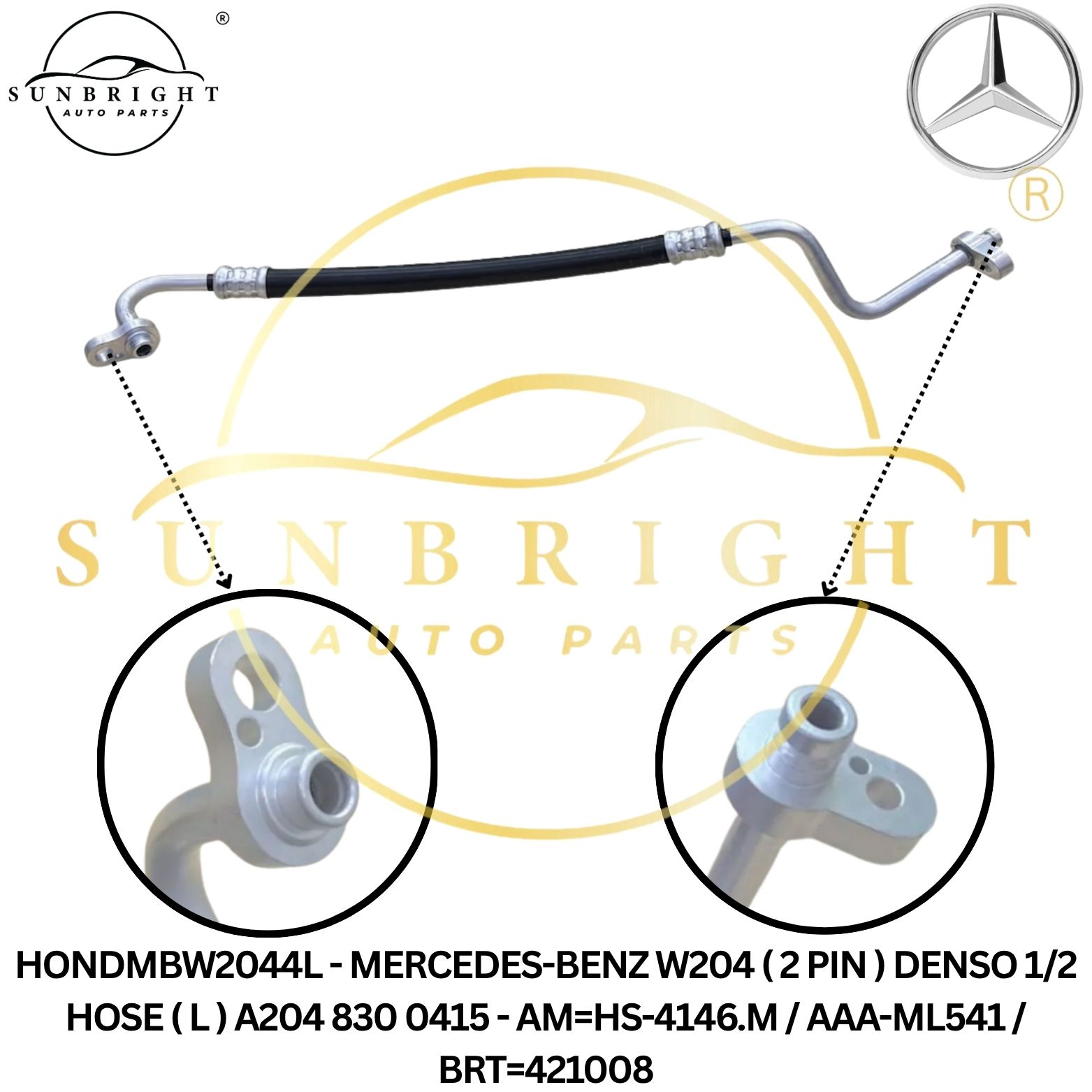 UntitledHONDMBW2044L - MERCEDES-BENZ W204 ( 2 PIN ) DENSO 1/2 HOSE ( L ) A204 830 0415 - AM=HS-4146.M / AAA-ML541 / BRT=421008