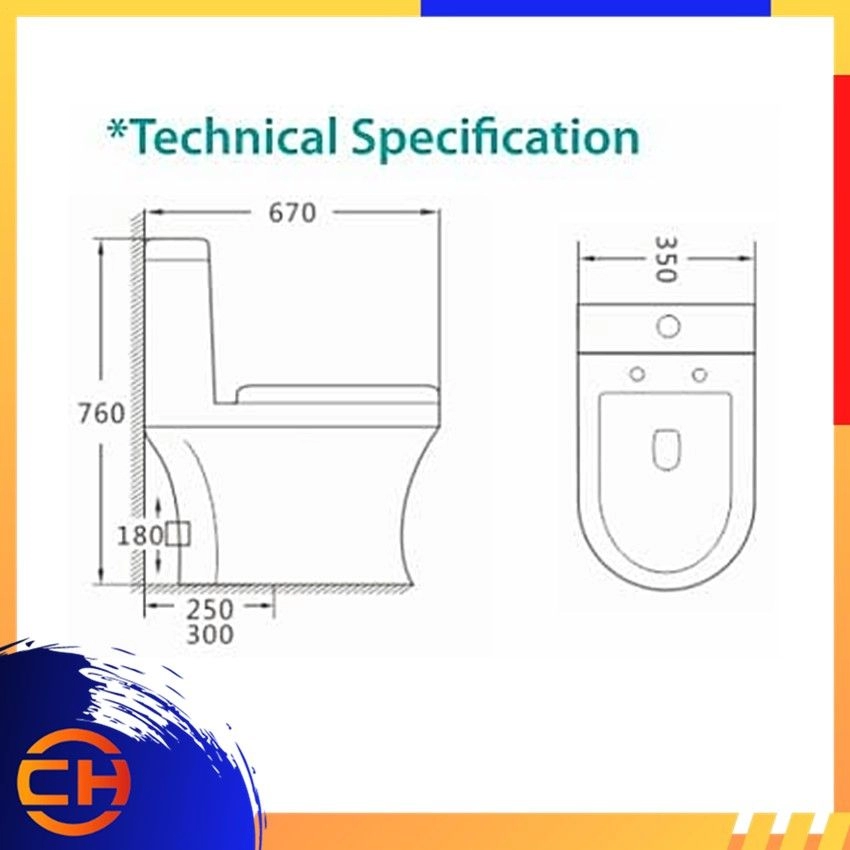 One Piece Bathroom Water Closet WC Washdown Flushing System (Bathroom)/ toilet bowl toilet flush tandas