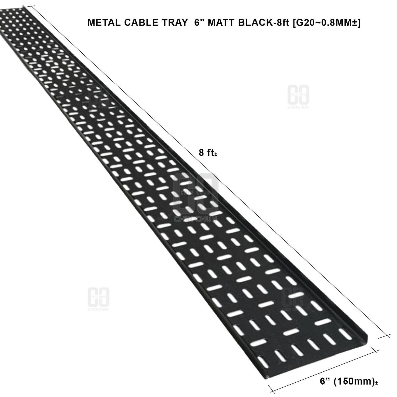METAL CABLE TRAY 6" MATT BLACK 8ft G20 0.8MM卤