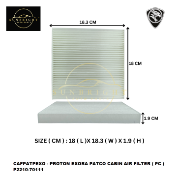 PROTON EXORA PATCO CABIN AIR FILTER ( PC ) P2210-70111