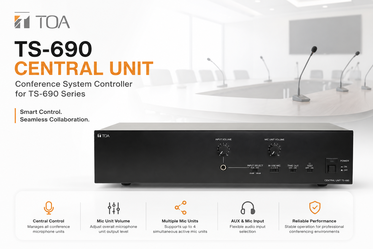 TOA TS690 Central Unit – Conference System Controller for TS-690 Series